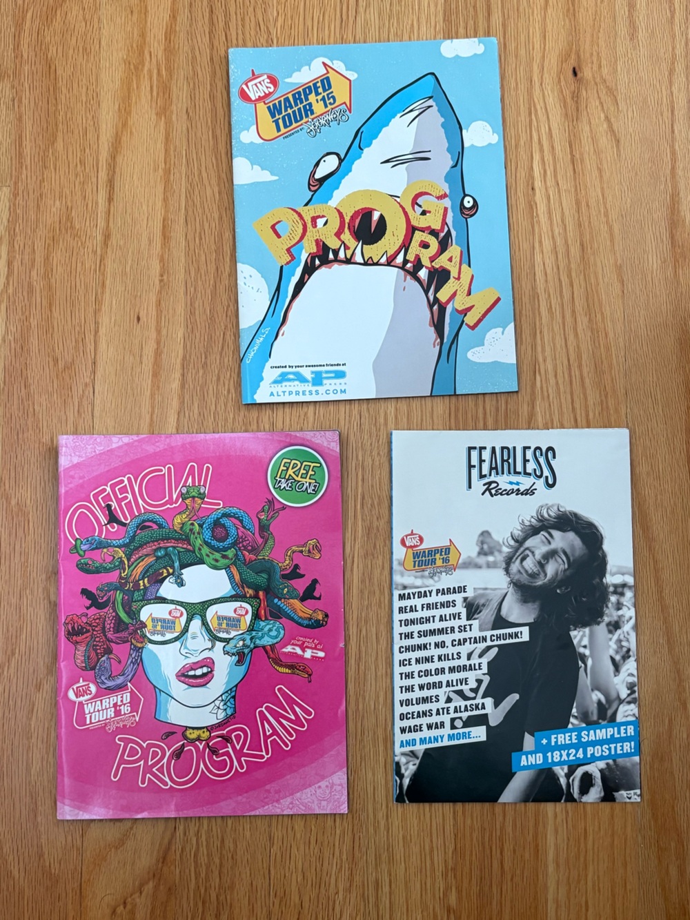 Vans Warped Tour program bundle - 2015, 2016, and Fearless Records